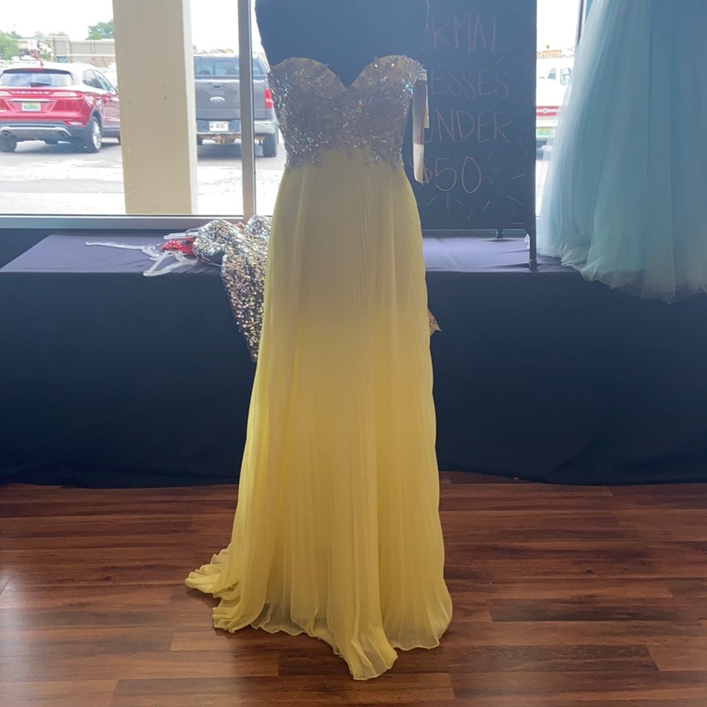 Yellow Tony Bowls Prom Dress